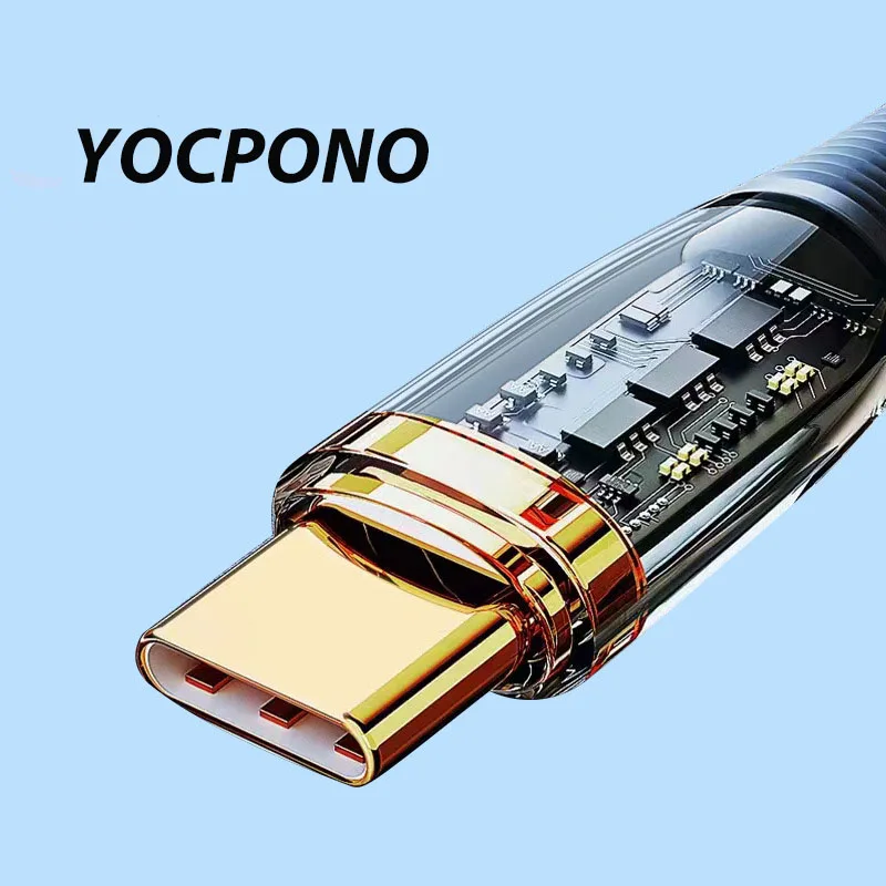 YOCPONO The New Type-C Fully Compatible Transparent Data Cable 5A Is Suitable For Huawei Xiaomi Vivo Fast-charging Cable 66W enlarge