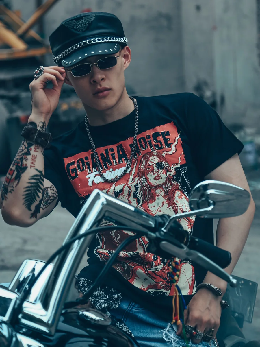 

American Tough Guy Personalized Punk Muscle Workout Men's Girl Dark Rock Amekaji Short Sleeve Men's T-shirt