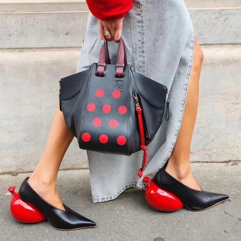 2023 Balloon Heel Pumps Women Shoes Sexy Pointed Toe New Design Ladies Shoes Fashion Show Slip-on Novelty Zapatos Para Mujeres