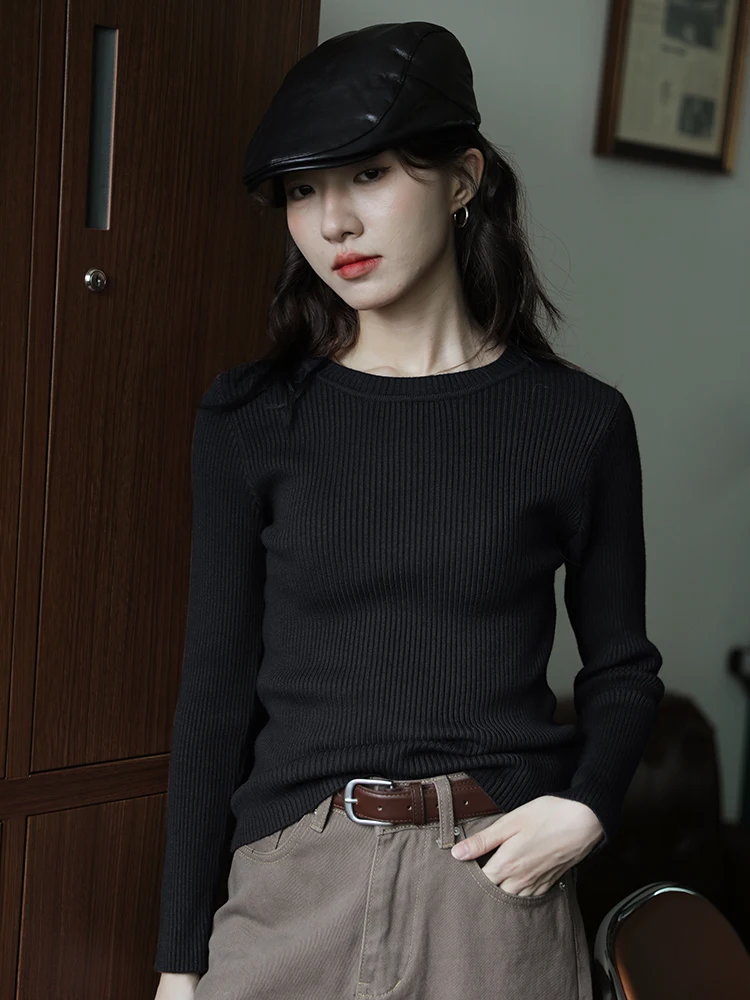 Коричневый облегающий свитер для похудения трикотажная нижняя рубашка