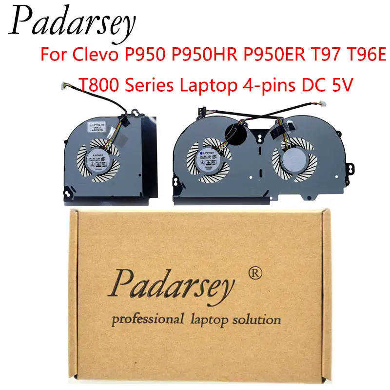 

Padarsey Laptop CPU GPU Cooling Fan for Clevo P950 P950HR P950ER T97 T96E T800 Series Laptop 4-pins DC 5V