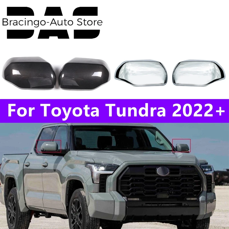 

Bracingo Rearview Mirror Cover Cap Side Mirrors Case Car Carbon Fiber Look Chrome Replacement Fit For Toyota Tundra 2022 2023