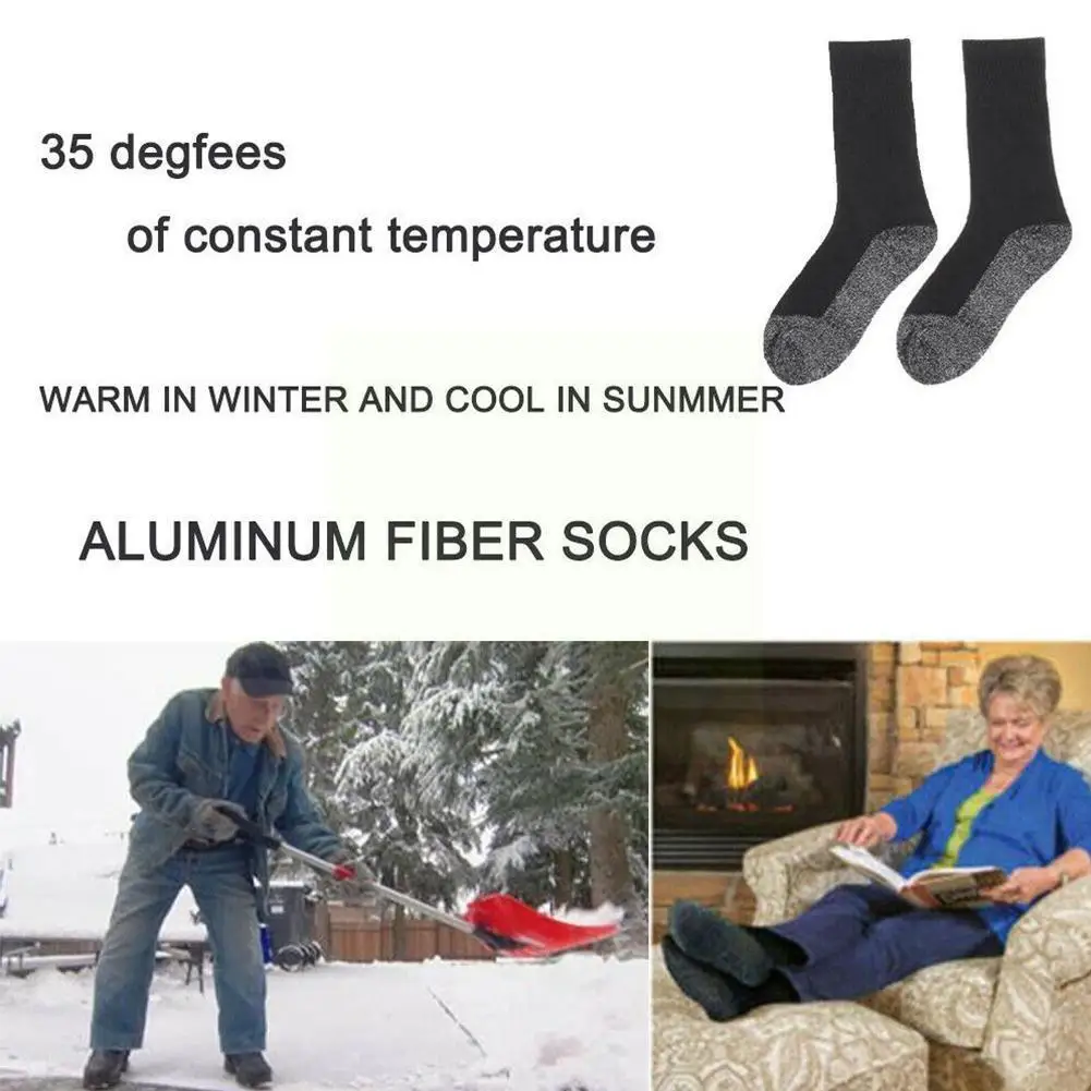 

1 Pair 35 Degree Winter Thermal Heated Socks Aluminized Super Unique Socks Thicken Ultimate Keep Foot Soft Fibers Warm Comf L5o0