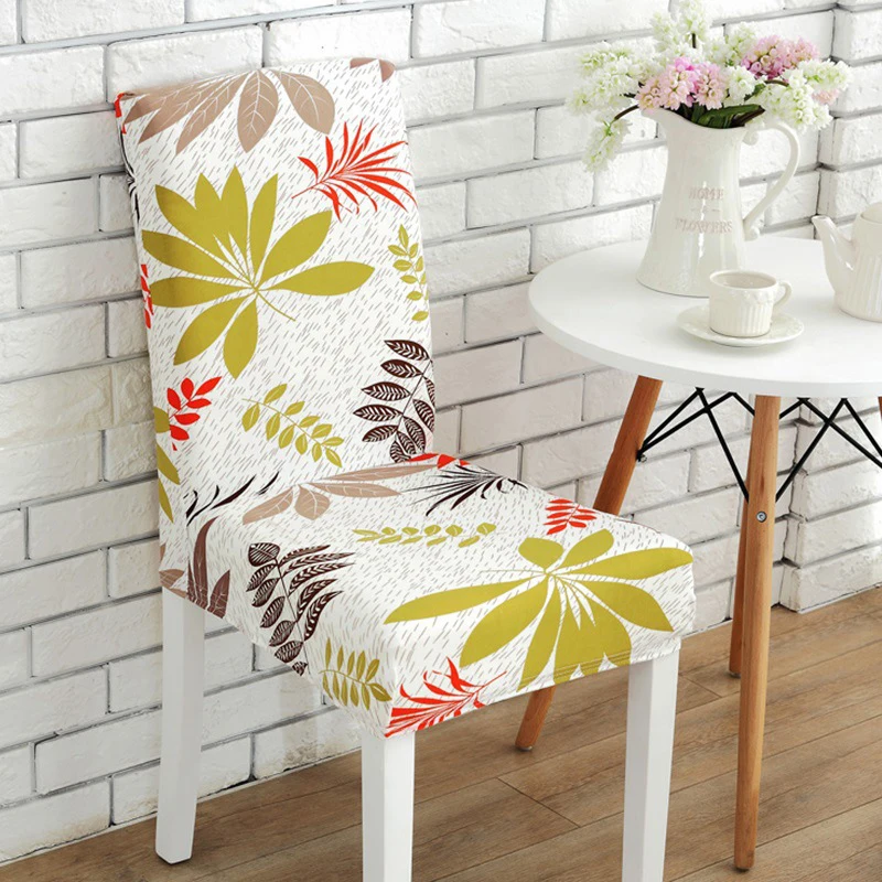 

1PC Printed Chair Cover Dining Room Elastic Chair Covers Stretch Home Office Chair Case Anti-dirty Removable Chair Slipcover