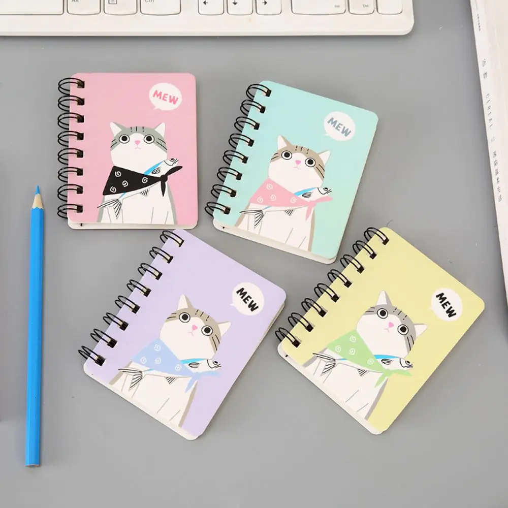 

80Sheets A7 Mini Spiral Notebook Cartoon Cat Notepad Kawaii Personal Diary Planner Horizontal line Notebook School Office Supply