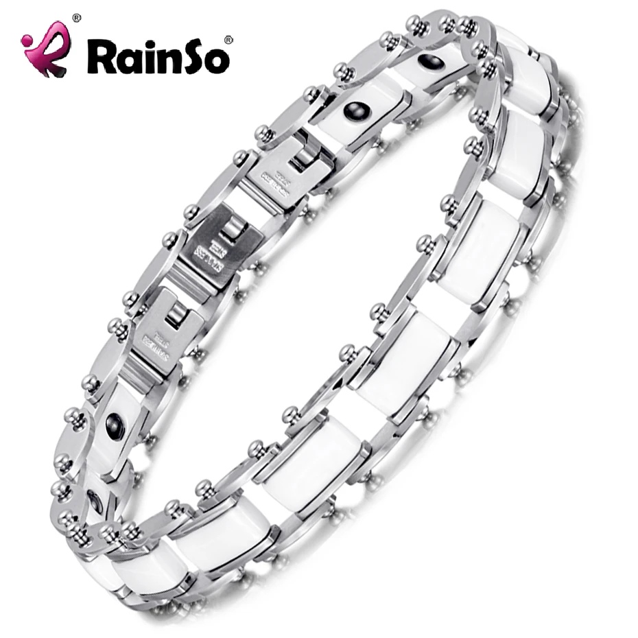 

Керамический браслет из нержавеющей стали Rainso, гематит, магнитный браслет, унисекс-браслет, роскошные ювелирные изделия