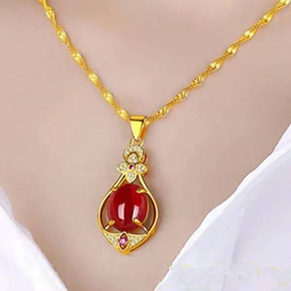 

[big Leak]hong Kong Real Copy 100% Real Gold Exquisite Lucky Grass Charm Necklace for Women