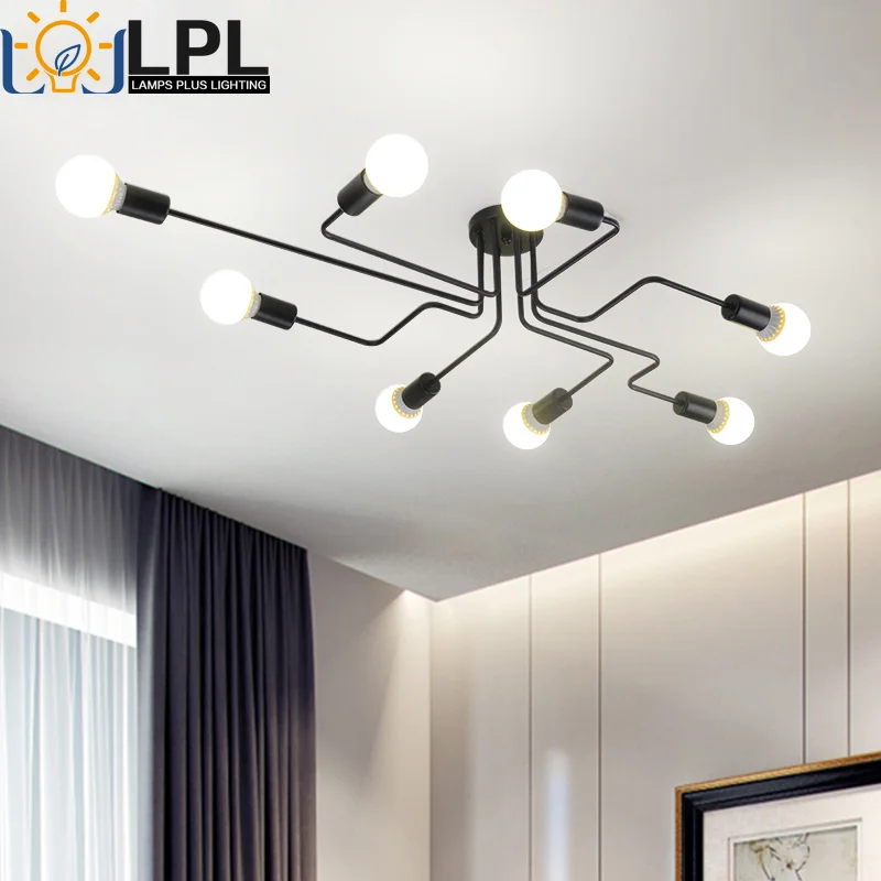 

4 Head Modern Ceiling Chandelier Lights Living Room Bedroom Chandeliers Creative Home Lighting E27 LED Bulbs Vintage Industrial
