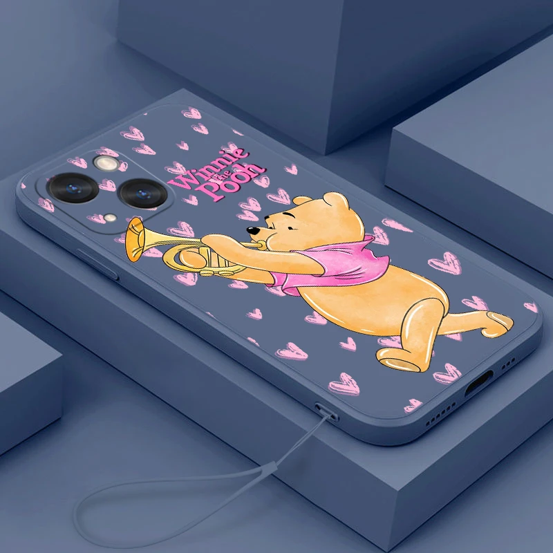 

Disney Winnie Pooh Tigger Phone Case For Apple iPhone 14 13 12 mini 11 Pro Max 8 7 Plus XR XS X Liquid Rope Funda Cover