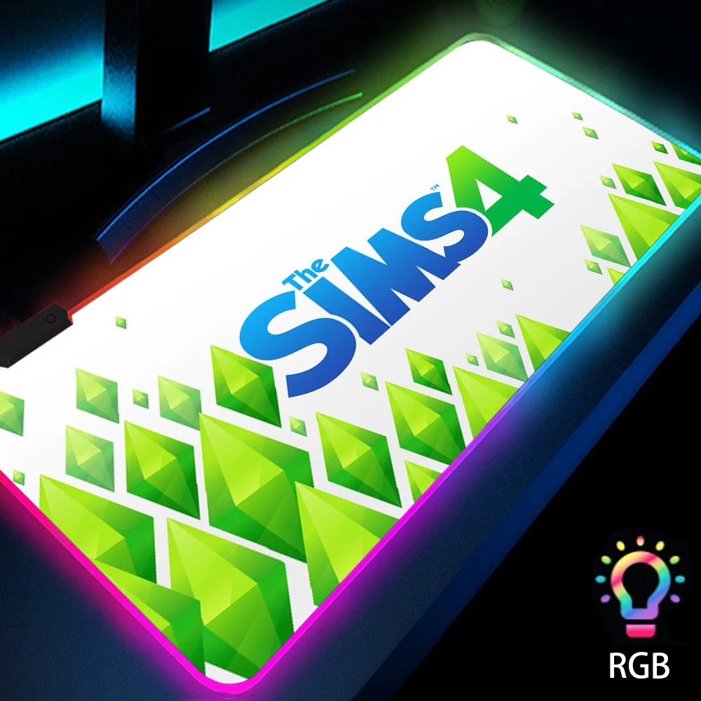 

The Sims 4 Pc Gaming Accessories Mousepad Office Setup RGB Gamer Anime Case Keyboard Rubber LED Notebook Computer Backlit Mats