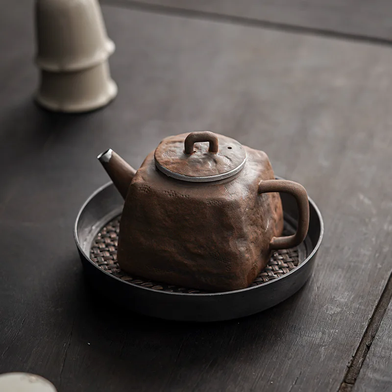 

Tea Teapot Style Tea Zen Made Coarse Set Kung Rock Teapot Chinese Fu Single Retro Hand Old Pottery Pot Clay Infuser