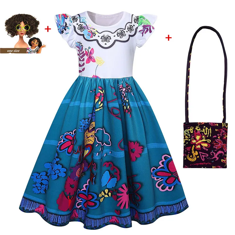 Girls Encanto Charm Dresses Carnival Summer New Children Princess Mirabel Dress Birthday Party Role Play Costume Kids Prom Gowns