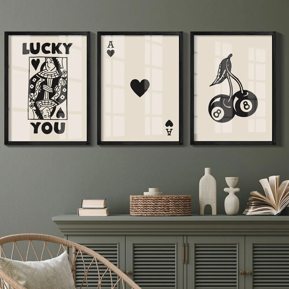 Забавные принты для покера холст аниме постер ретро Lucky You настенная живопись в