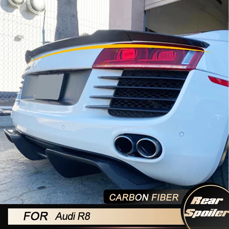 

Автомобиль спойлер заднего багажника, крыла для Audi R8 Coupe 2-дверный 2016 - 2019 углеродное волокно авто гонки задний багажник губа крыло спойлер