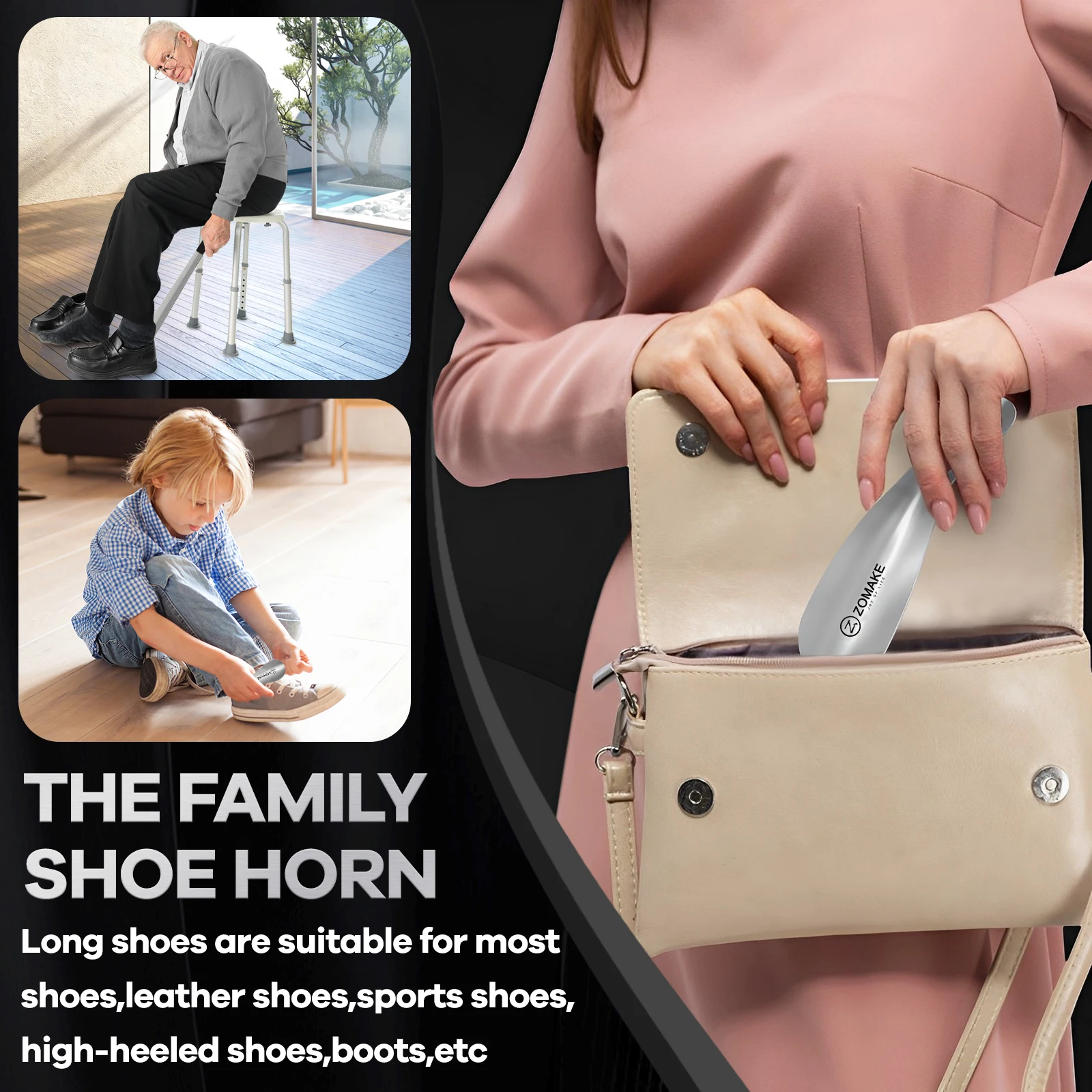 3 шт. металлический обувной рожок с длинной ручкой