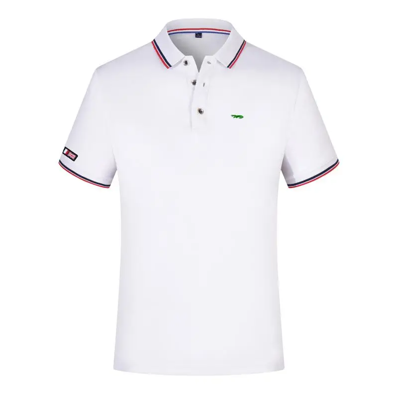 Мужские летние рубашки-поло с вышивкой и логотипом повседневная спортивная