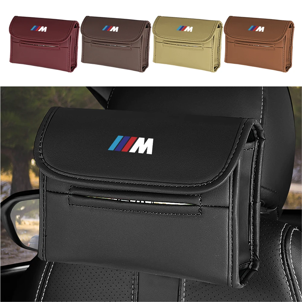 PU Leather Auto Tissue Bag Portable Seat Back Storage Car Accessories For BMW M3 M5 F10 F30 F20 E30 E34 E46 E91 Performance