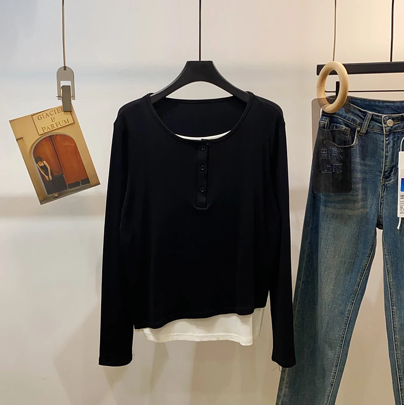 Четыре сезона зеленый новый искусственный двухсекционный дизайн пуловер нижняя