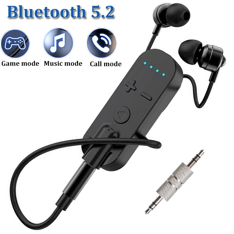 

Bluetooth 5.2 Headset Stereo Sports Earbuds Wireless Bluetooth Audio Receiver 3.5mm Earphone with HD Microphone Long Standby
