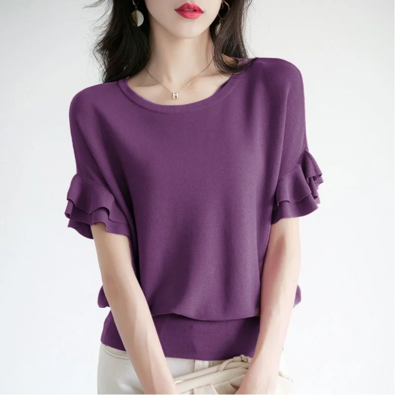 

Tran Ku Summer Women Round Puff Half-sleeved Blouses 8084