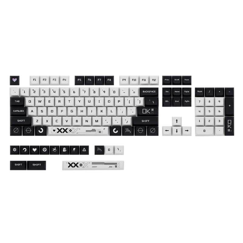 

Black＆White Print Keycaps PBT Dye Sublimation Process Keycap 118Key XDA Profile for Mechanical Keyboard Installation