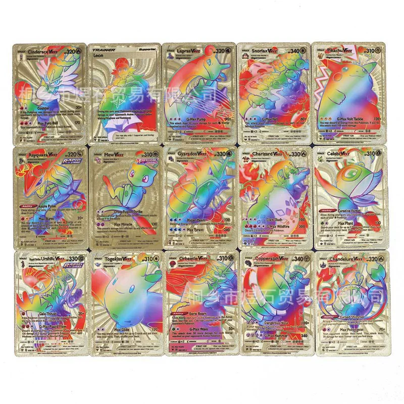 

Pokemon Gold Foil Card Animation Characters Pikachu Mew Gyarados Charizard Bulbasaur Classics Anime Collection Cards Toy Gift