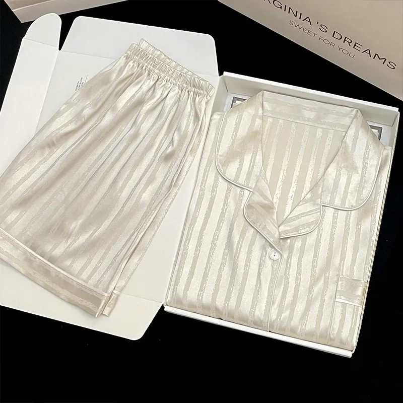 Пижамный комплект Женский из двух предметов одежда для сна искусственного шелка