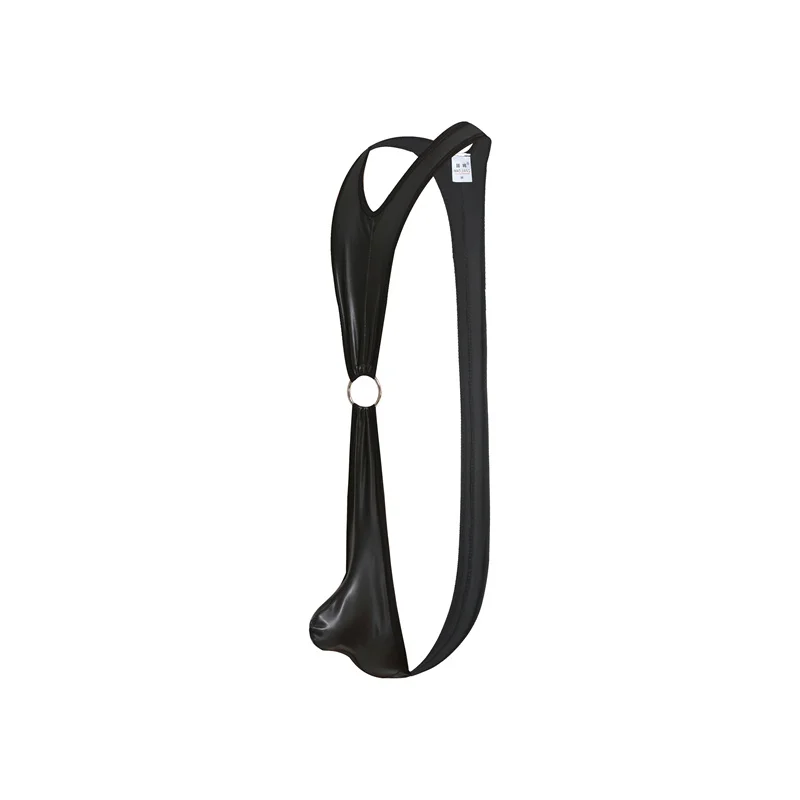 Sexy Lingerie One-piece Men Shaper Hollow Out Black Faux Leather U Convex Elastic Jumpsuit Gay Men's Porn Erotic Bodysuit