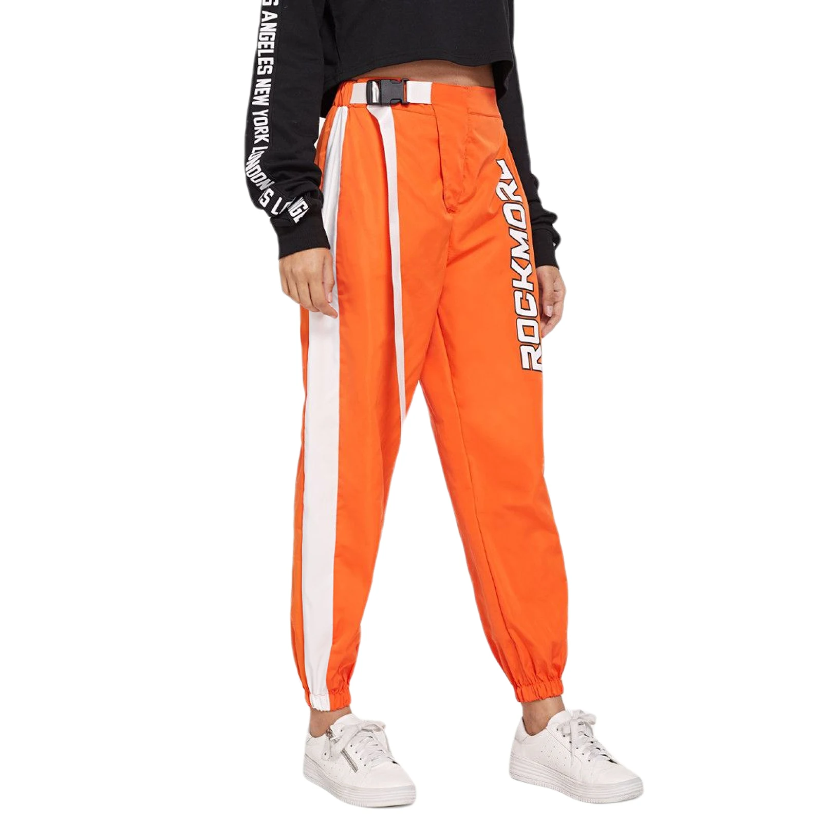 

Women Active Bottom Sweatpant, High Waist Side Buckles Sporty Gym Athletic Jogger Pants