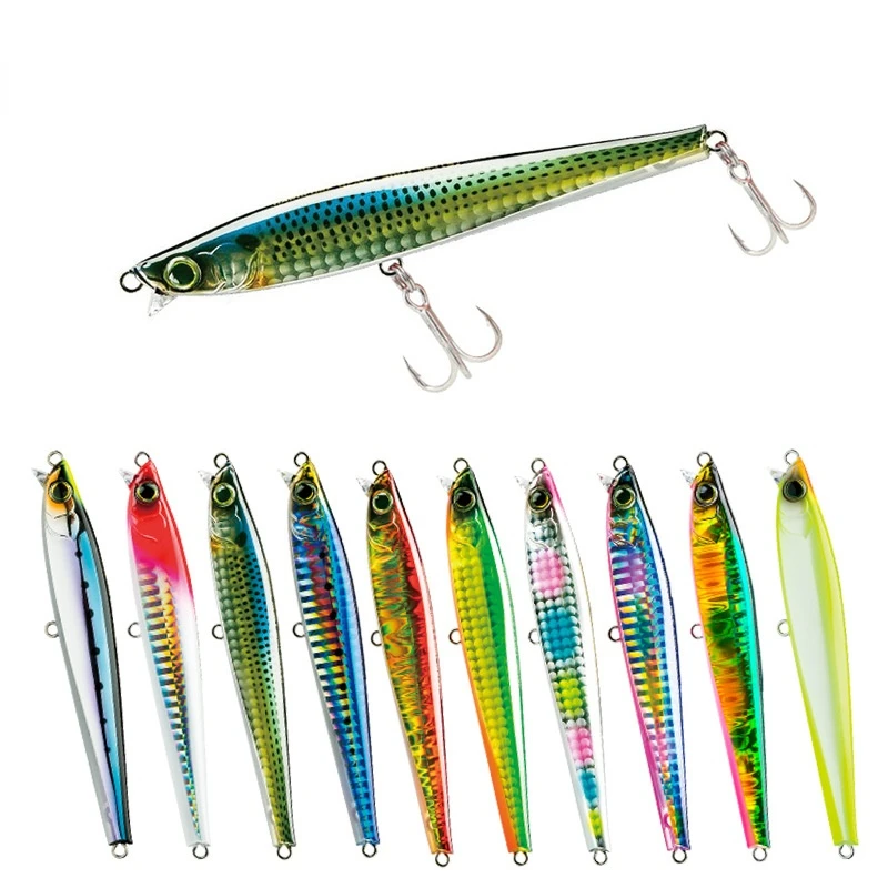 

Slow Pitch Jigging Fishing Lures Sinking Lead Metal Flat Fall Jigs Baits with Hook for Saltwater Fishing, 30G/105MM