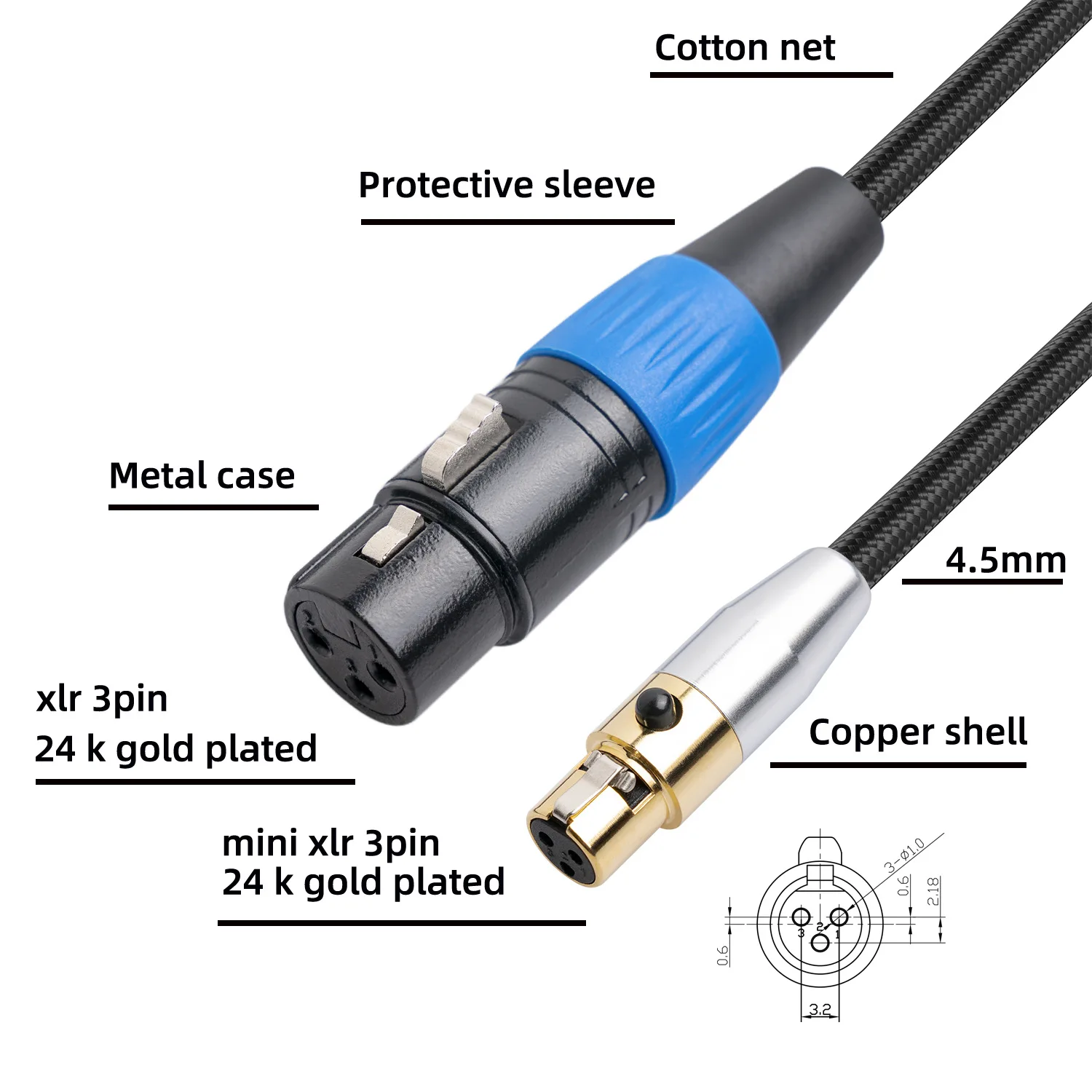 

3Pin MINI XLR Женский к XLR Женский аудиокабель для кинотеатра Удлинительный кабель для микрофона для фотографического устройства аудиокабель дл...