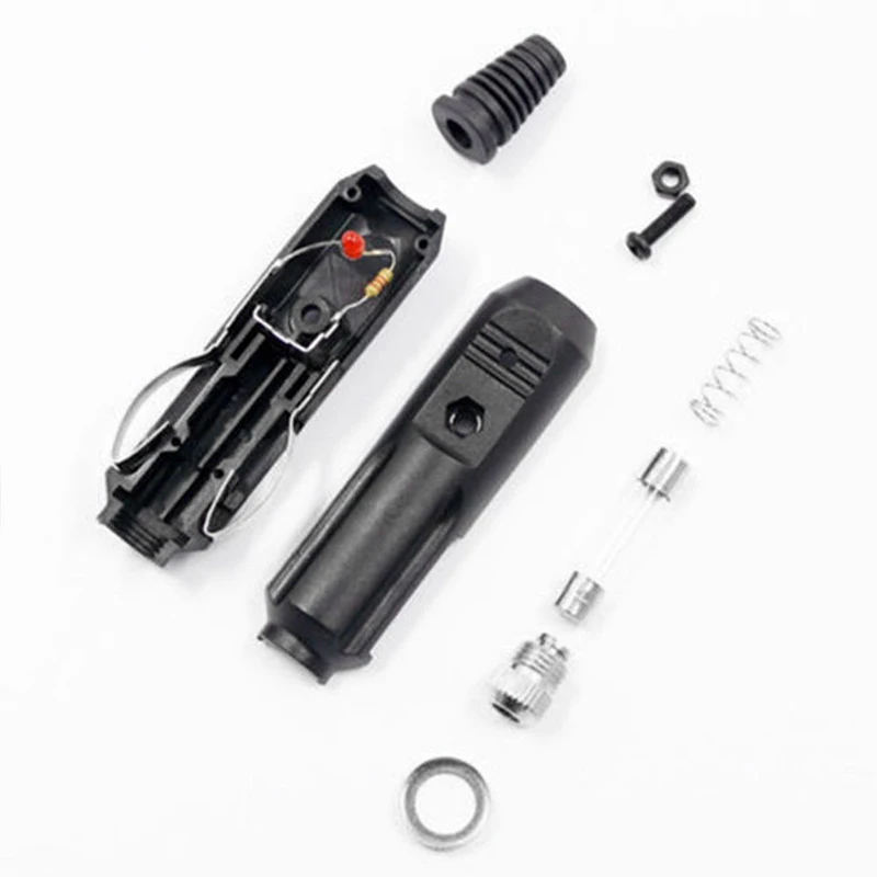 

Male Cigarette lighter plugs Car Socket W/Fuses 10A Red LED Indicator Black Connector Replacement 5pcs 12V-24V