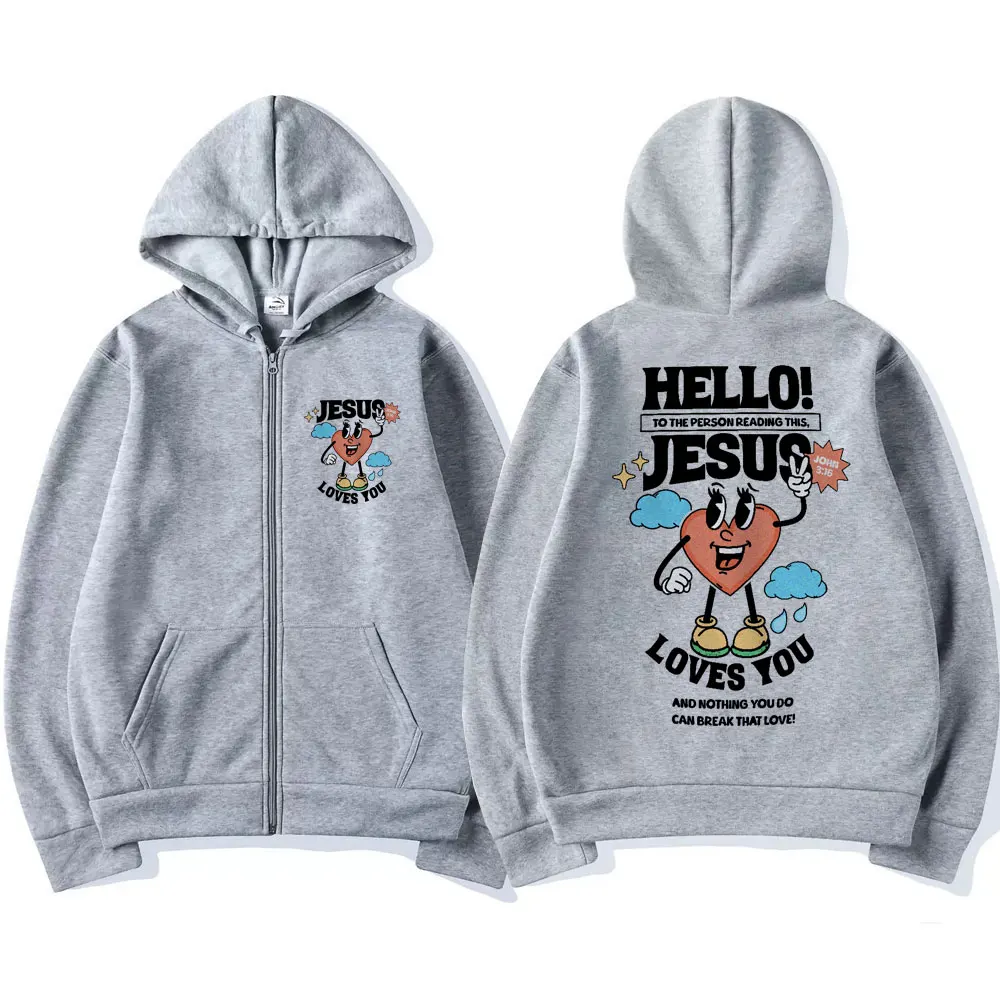 Толстовка с капюшоном на молнии изображением Иисуса из Библии