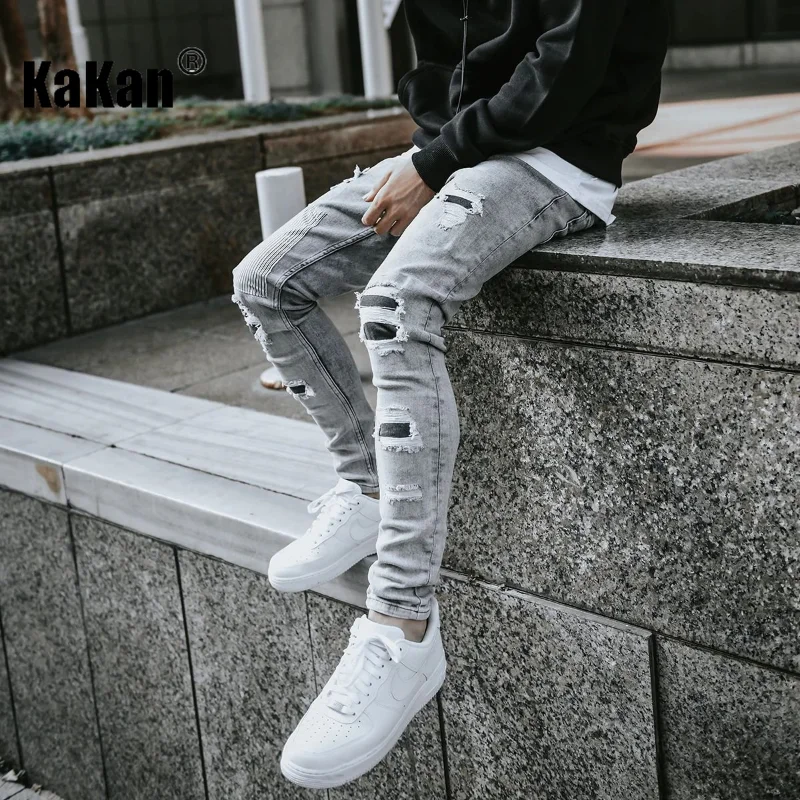 Kakan - Skinny Skinny Jeans with Holes, New Patch Jeans In Europe and America K016-MGDD38