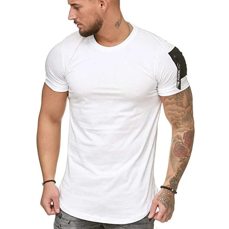 

2022 Casual Solid Color Men's Round Neck Sports Muscle Short-sleeved Fitness Slim Men's Breathable Short-sleeved men t shirt