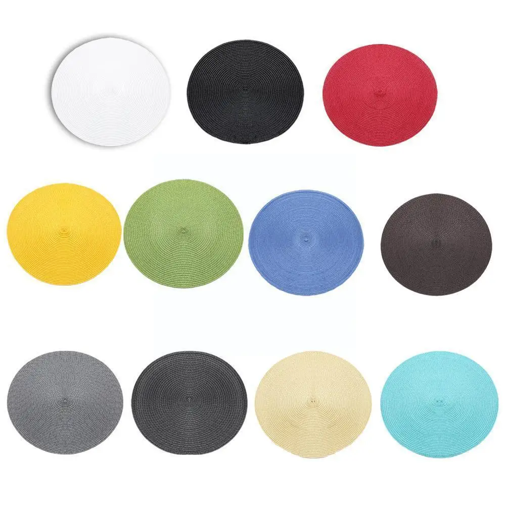 

38cm Round Big Woven Nordic Style Kitchen Placemat Pad Home Mat Cup Coaster Coffee Decor Insulation Table Dish Z1D7