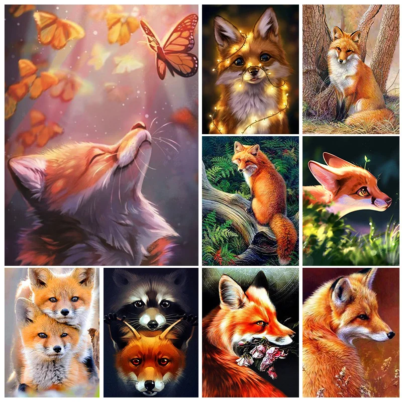 

5D Diy Diamond Painting Fox Animal Full Rhinestones Embroidery Mosaic Art Cross Stitch Kits Home Decor New Arrivals 2023