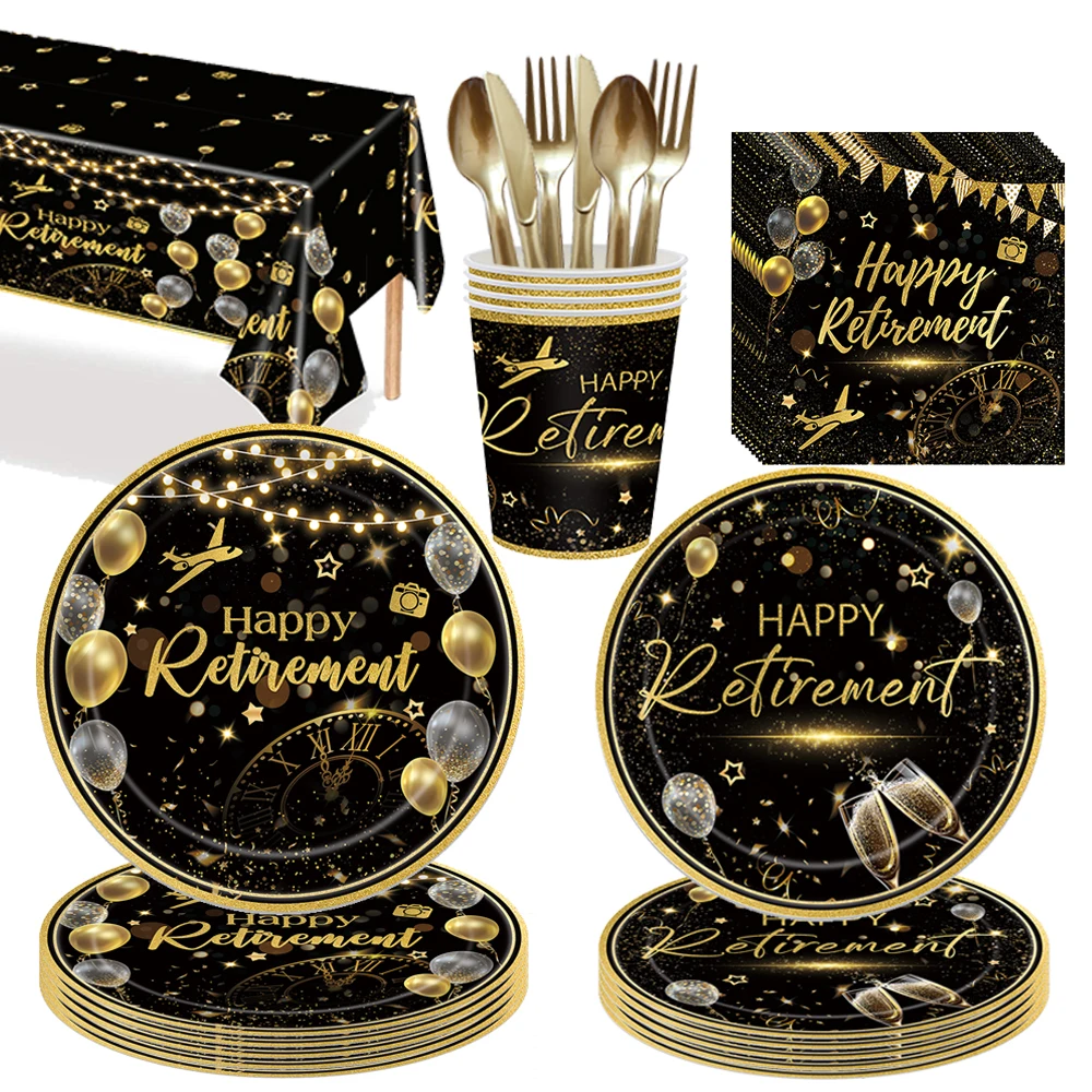 Одноразовая посуда на тему пенсию бумажные тарелки чашки салфетки для отца