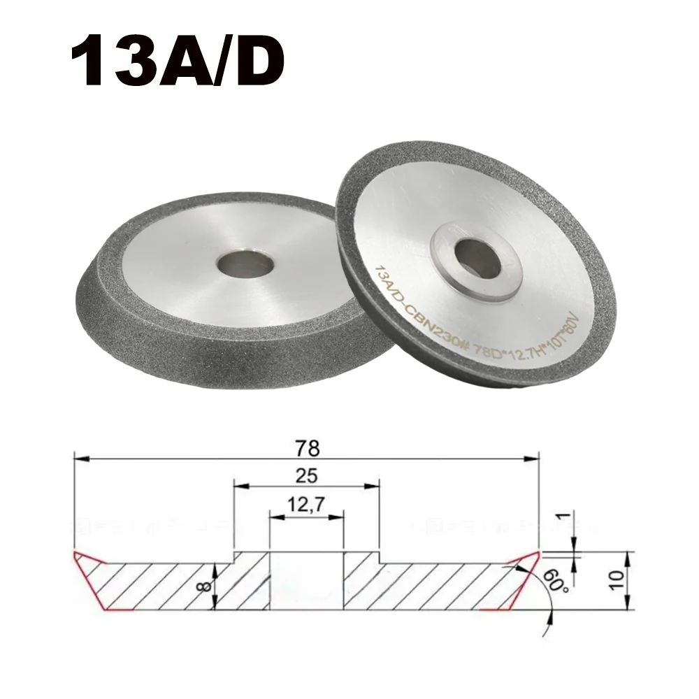 Диск CBN и алмазный шлифовальный круг 78 мм для Z13-2, 13A/D 13B 13Q 20G Точилка для сверл, зернистость 230 для твердосплавных вольфрамовых инструментов из быстрорежущей стали