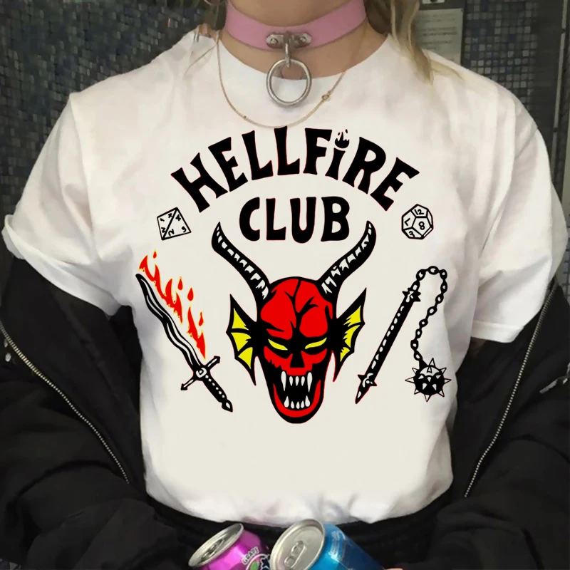 

Stranger Things Season 4 T Shirt Women Upside Down Tshirt Eleven Female Graphic Grunge Hellfire Club T-shirt Femme Tee Shirts