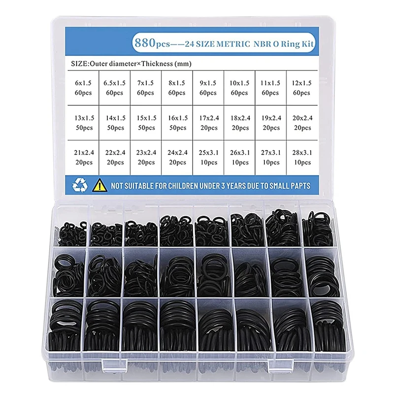 

880 PCS 24 Size Auto O-Ring Air Conditioning Seal Rubber Ring Auto Compressor O-Ring Repair Parts