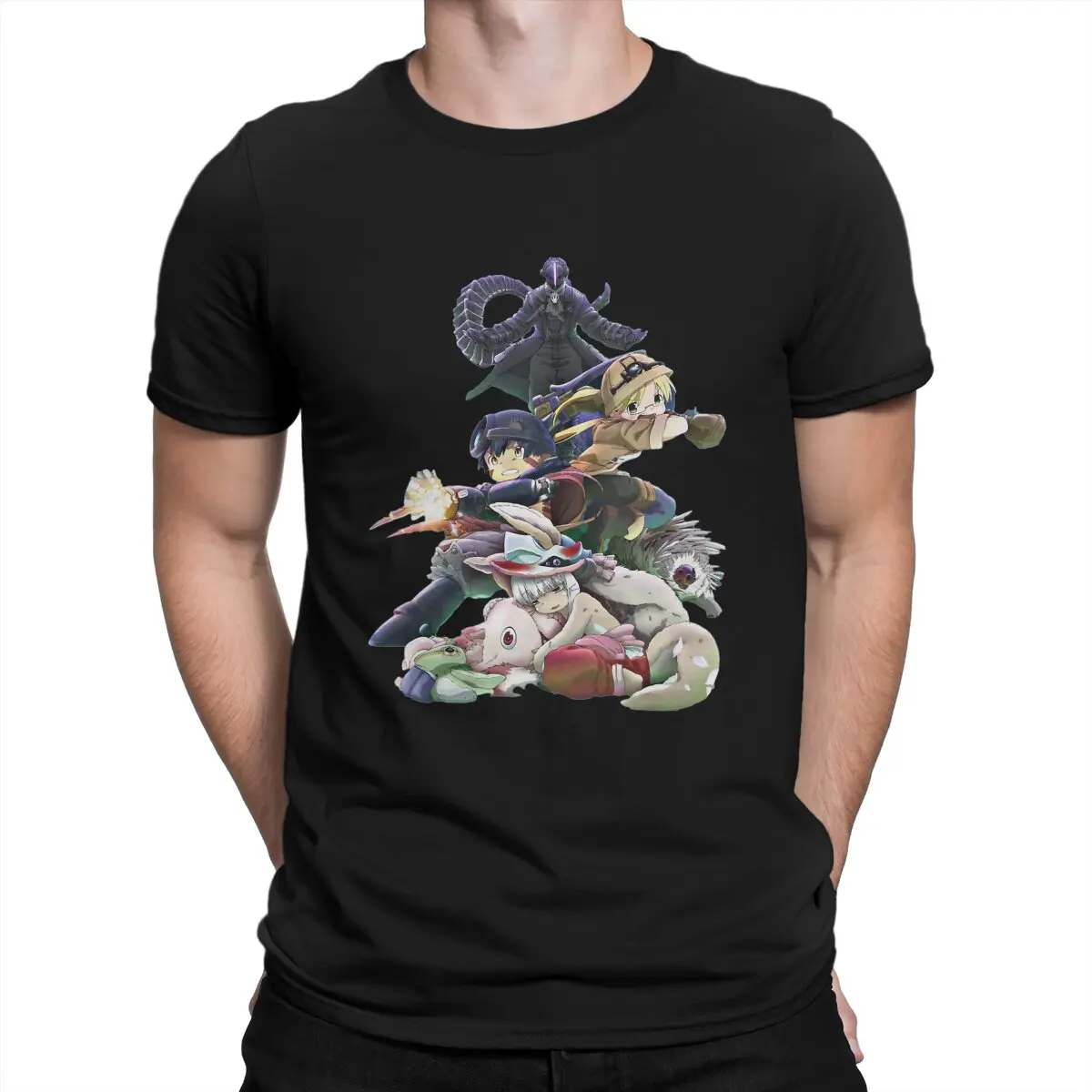 

Made In Abyss Newest TShirt for Men Anime Round Neck Pure Cotton T Shirt Personalize Gift Clothes Streetwear