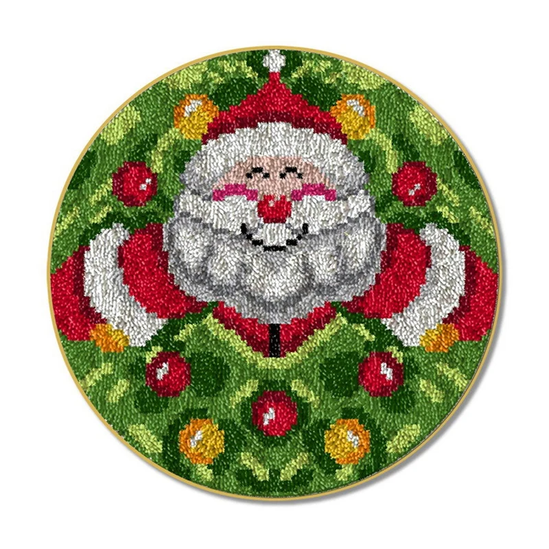 

Latch Hook Kit, DIY Crochet Yarn Kits, 20.4 X 20.4 Inch Santa Claus Rug Making Crafts For Kids Adults And Beginners