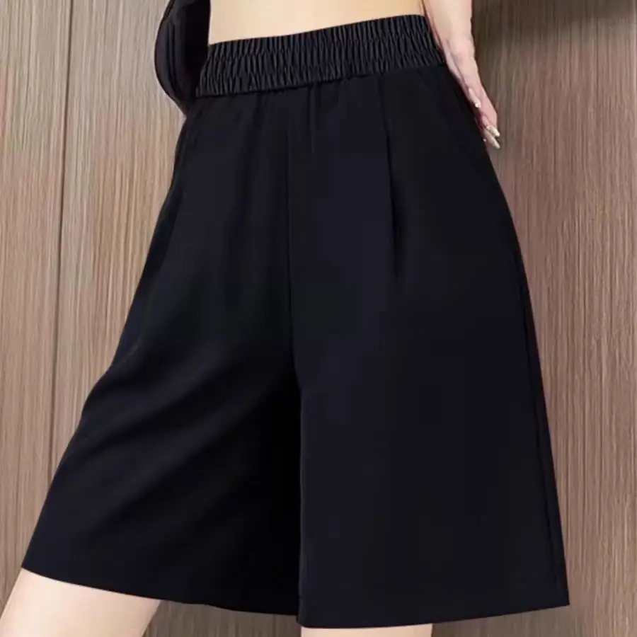 Брюки женские с завышенной талией повседневные плиссированные однотонные