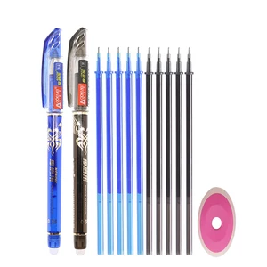 1+5pcs/set Erasable Refill Refill Stick 0.5mm Blue Black Ink Washable Handle Magic Erasable Pen for School Office Stationery