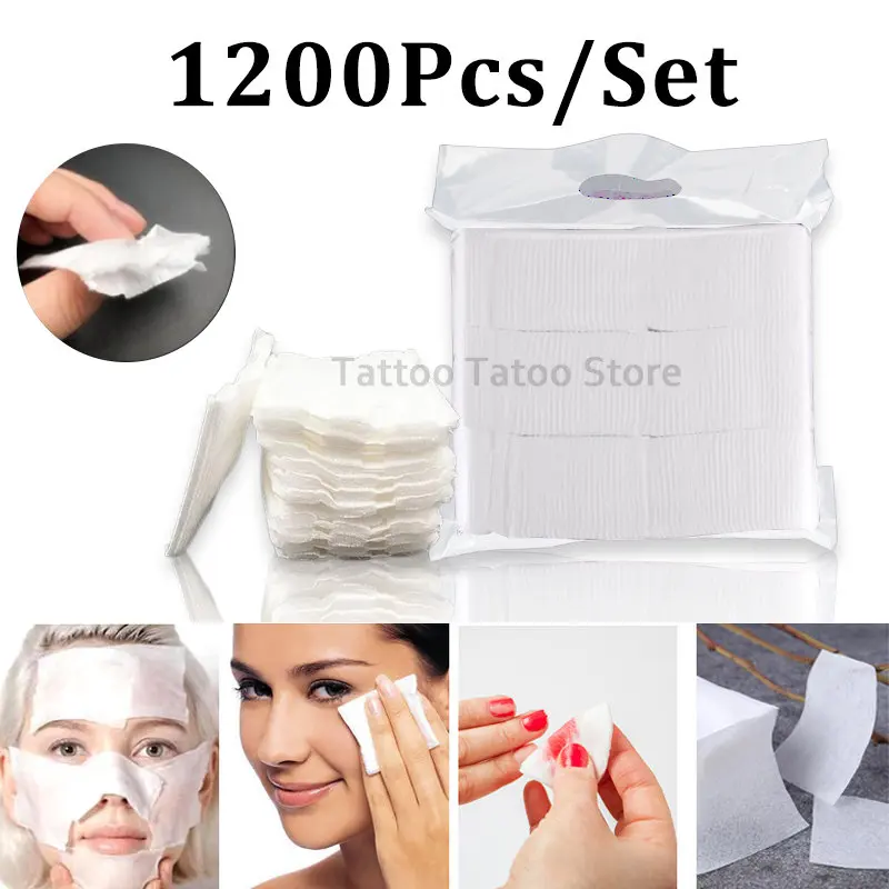 

1200Pcs Disposable Makeup Cotton Tattoo Clean Wipes Soft Makeup Remover Pads Ultrathin Facial Cleansing Paper Wipe Make Up Tool