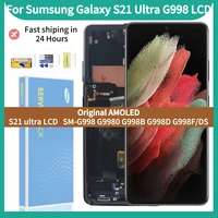 original 6 8amoled lcd for samsung galaxy s21 ultra display with black frame sm g998 g998f lcd touch screen digitizer assembly