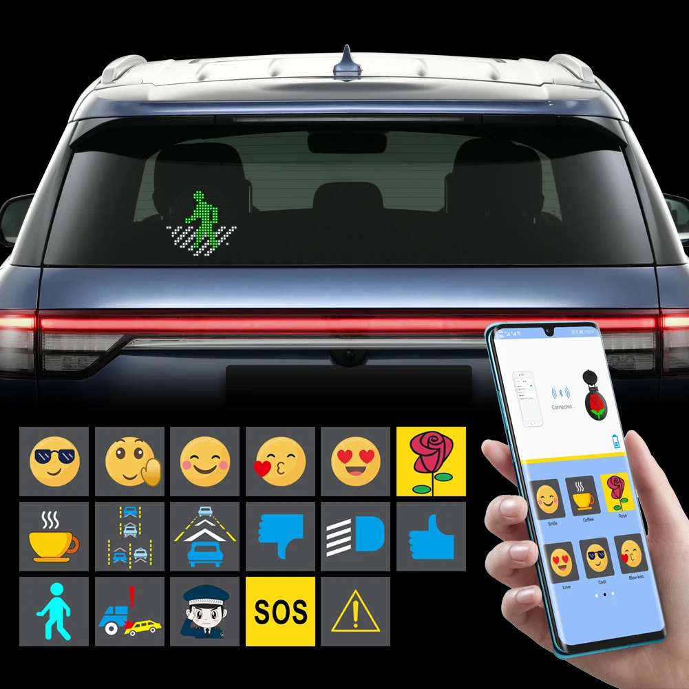 2021 New Car Decorative Lamps Rear Window Color Auto Smart APP Control Bluetooth 5.0 Expression Display Car RGB LED Lamp