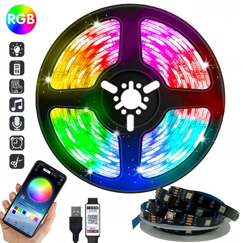 

Led Lights Strips Bluetooth 5050 Waterproof WIFI RGB Flexible Tape Led Ribbon 1M 2M 3M 4M With Bluetooth Remote Control