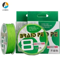 ai shouyu 2022 new fishing line 8 braided strands100m green pe fishing wire 0 8 8 non fading super strong braide fishing wire